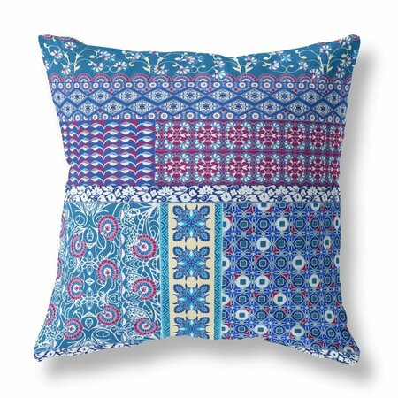 PALACEDESIGNS 28 in. Patch Indoor Outdoor Throw Pillow Navy & Plum PA3105014